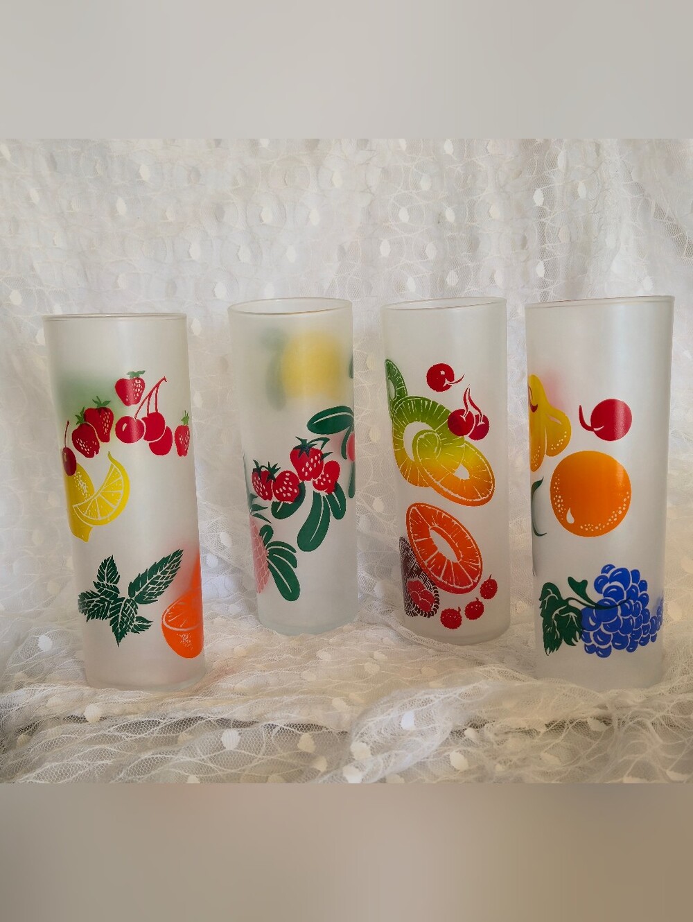 Vintage Federal Highball Glasses  Tom Collins Zombie Fruit  Multicolor Set Of 4